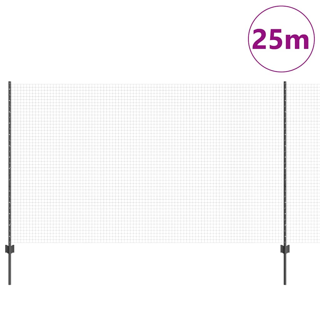 Vidaxl hek met paal grijs 1,4 x 25 m staal en pvc