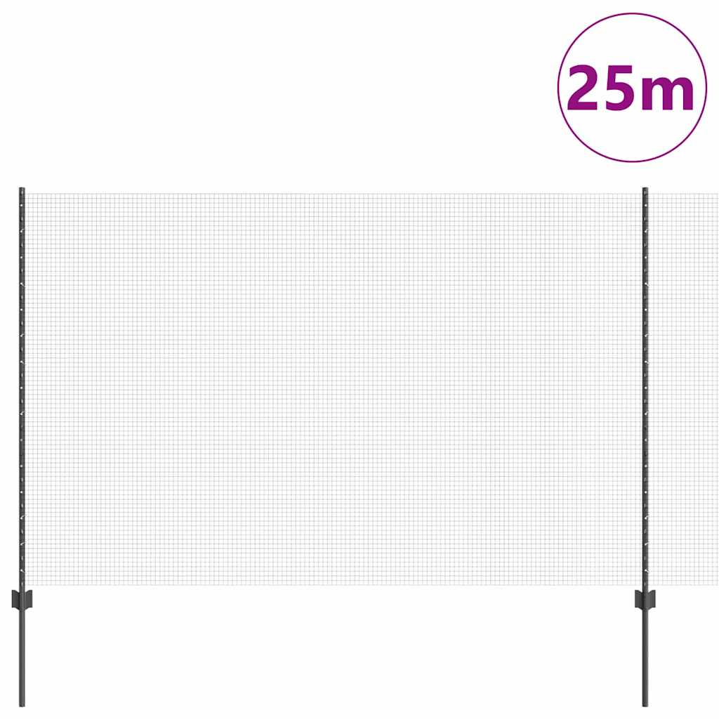Vidaxl hek met paal grijs 1,5 x 25 m staal en pvc
