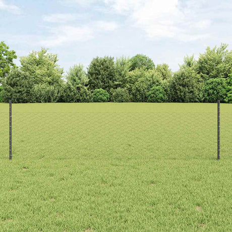 Vidaxl zeshoekig gaasgek met palen 10 x 0,5 m pvc-coated staal grijs