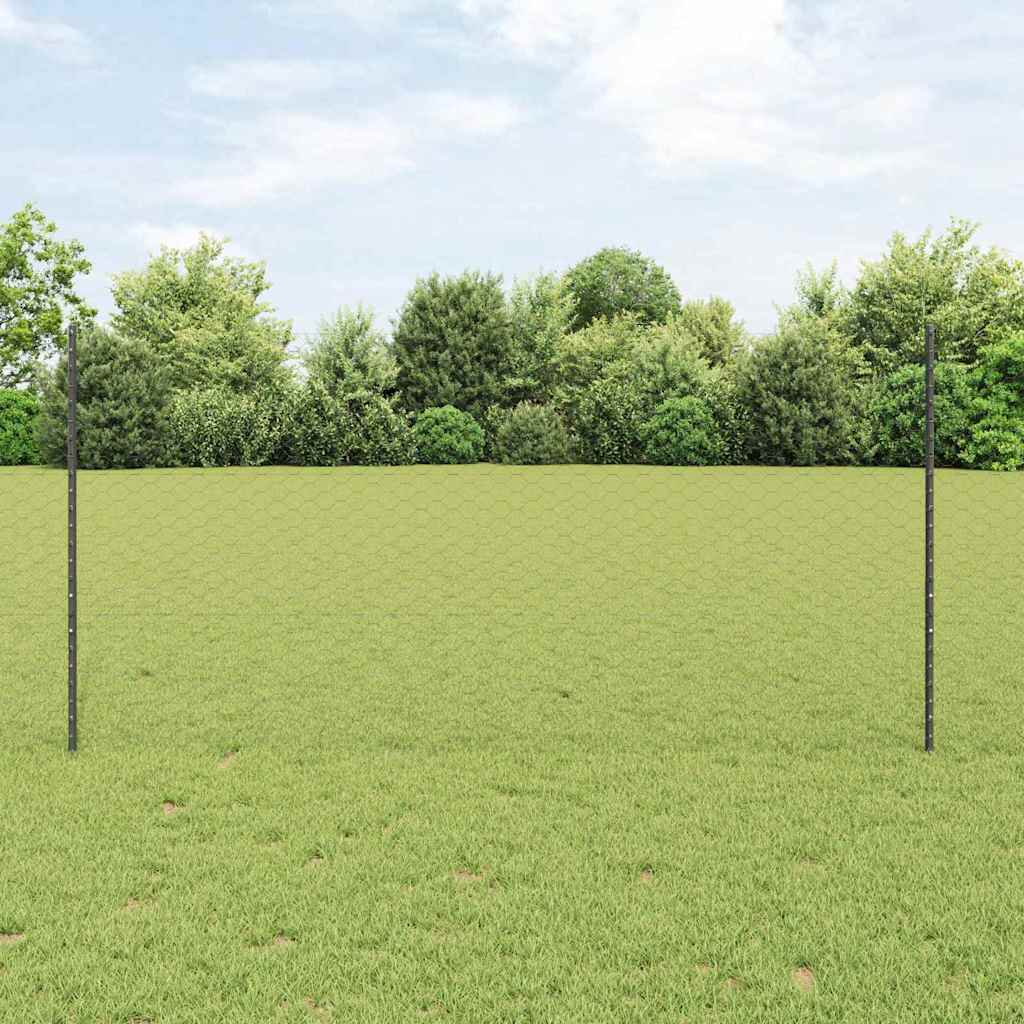 Vidaxl hek met paal grijs 1,2 x 10 m staal en pvc