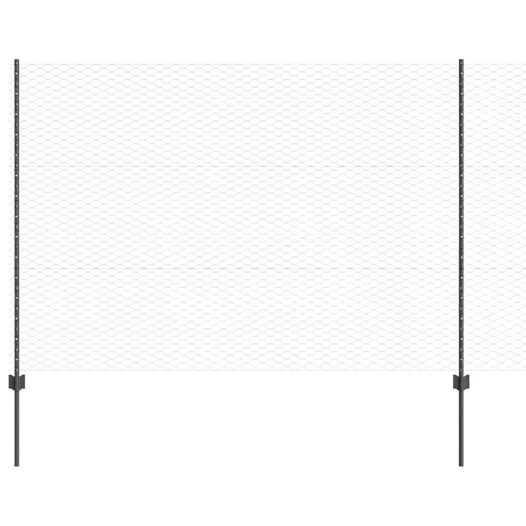 Vidaxl hek met paal grijs 1,5 x 25 m staal