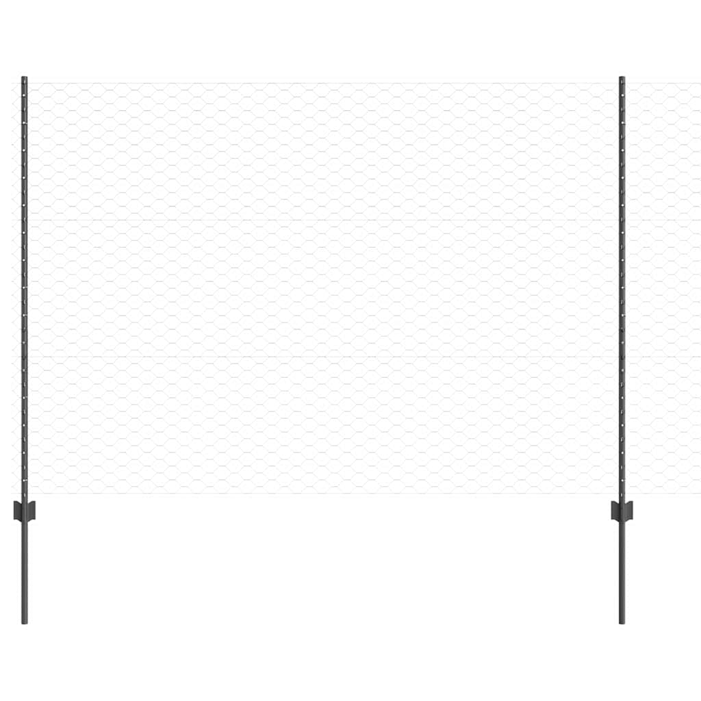 Vidaxl zeshoekig gaasgek met palen 25 x 1,5 m pvc-coated staal grijs