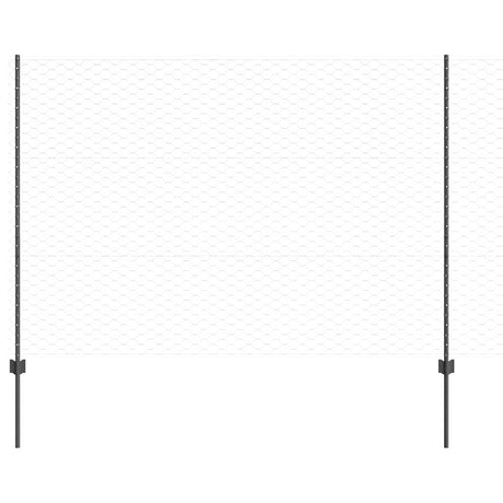 Vidaxl zeshoekig gaasgek met palen 25 x 1,5 m pvc-coated staal grijs