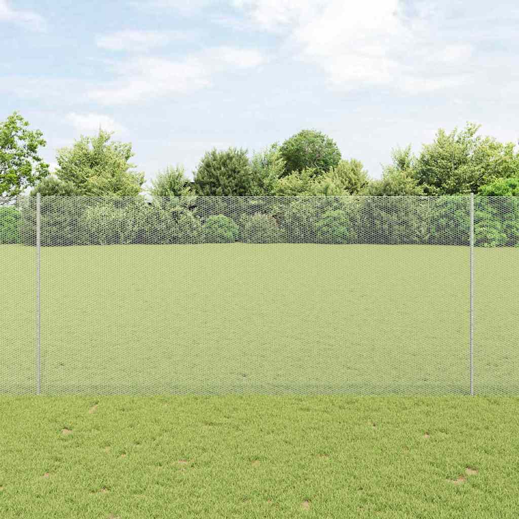 Vidaxl hek met paal zilver 1,4 x 10 m staal