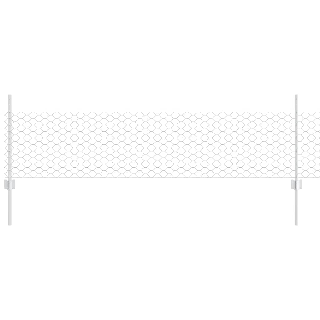 Vidaxl hek met paal zilver 0,5 x 25 m staal