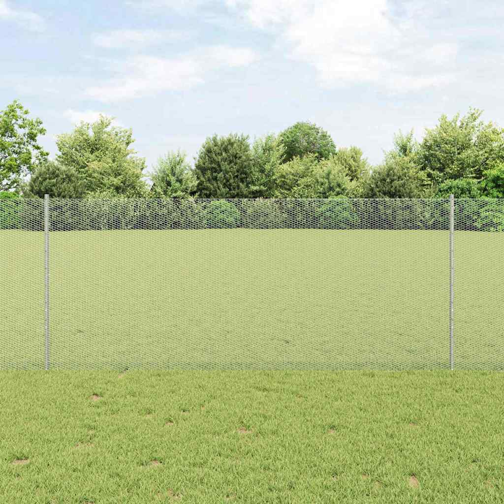 Vidaxl hek met paal zilver 1 x 25 m staal