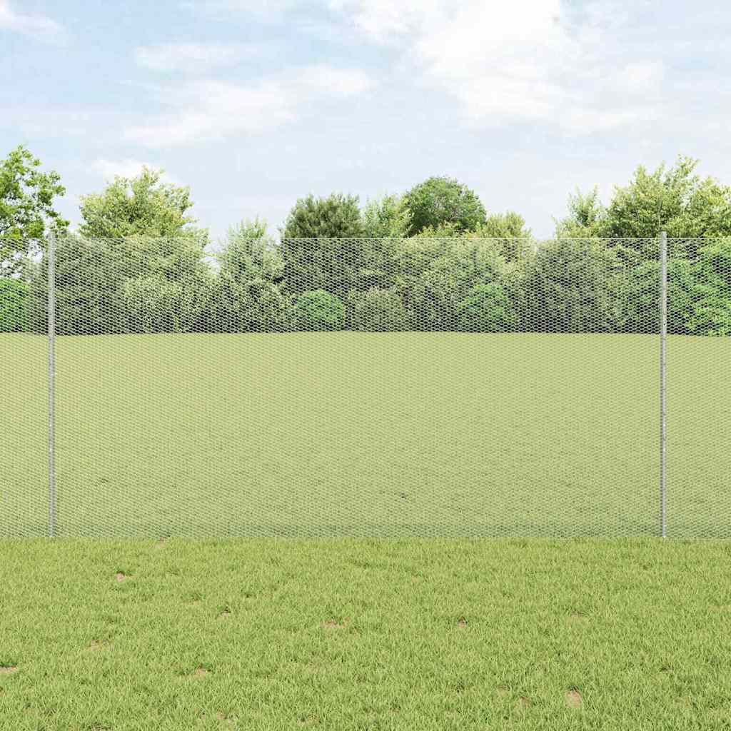 Vidaxl hek met paal zilver 1,2 x 25 m staal