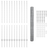 Vidaxl hek met paal zilver 1,4 x 25 m staal