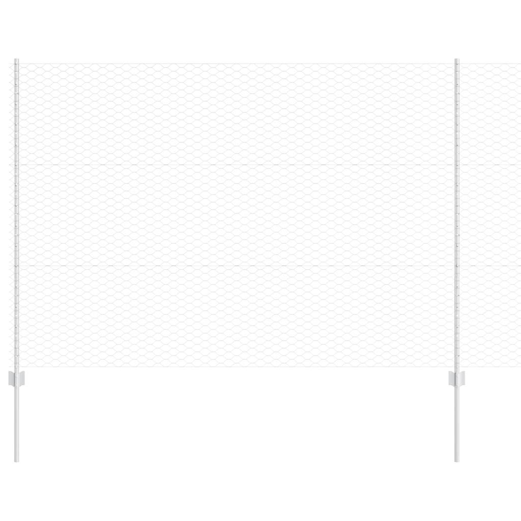 Vidaxl hek met paal zilver 1,5 x 25 m staal