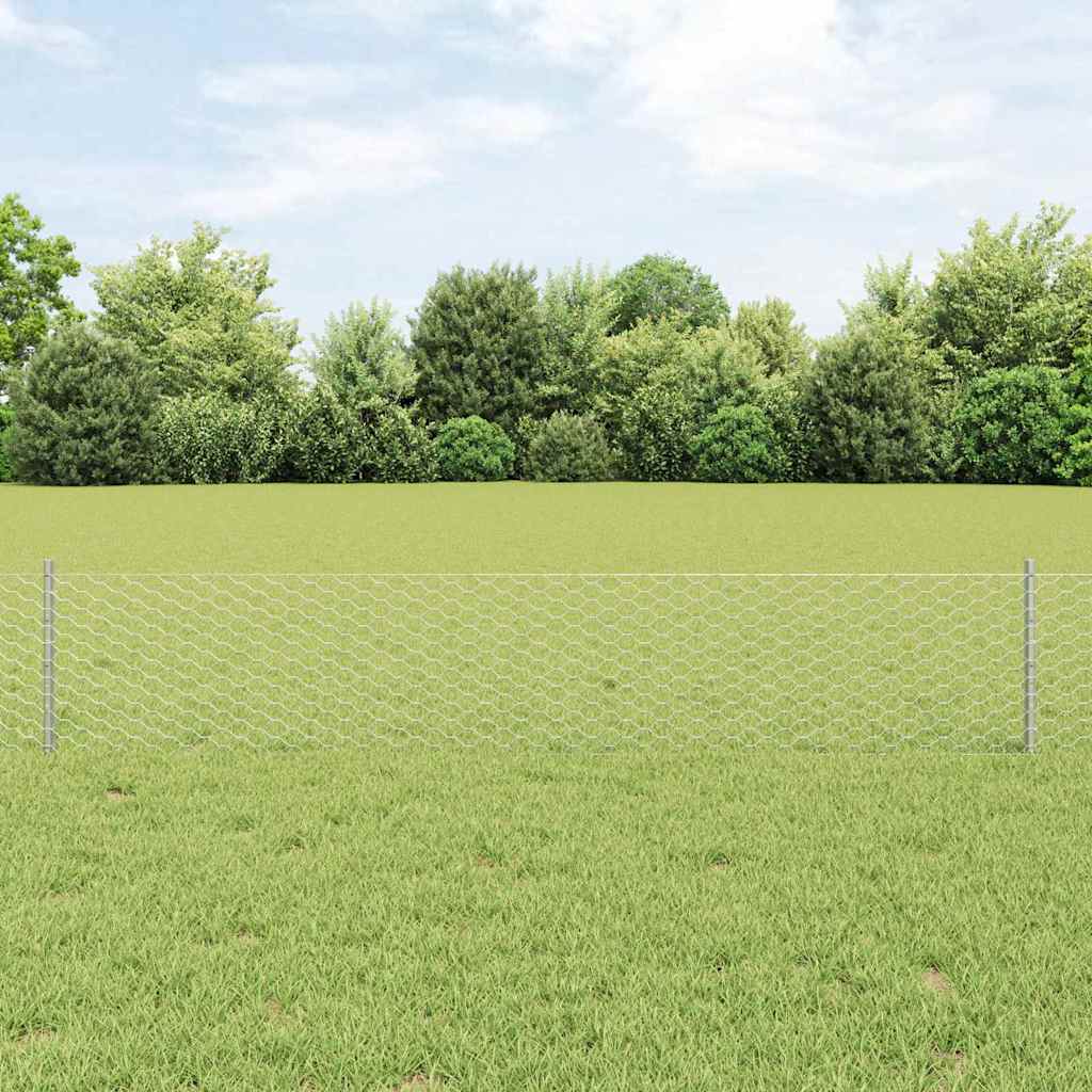 Vidaxl hek met paal zilver 0,4 x 50 m staal