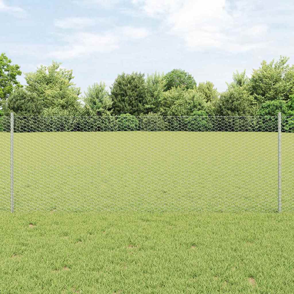 Vidaxl hek met paal zilver 0,8 x 50 m staal