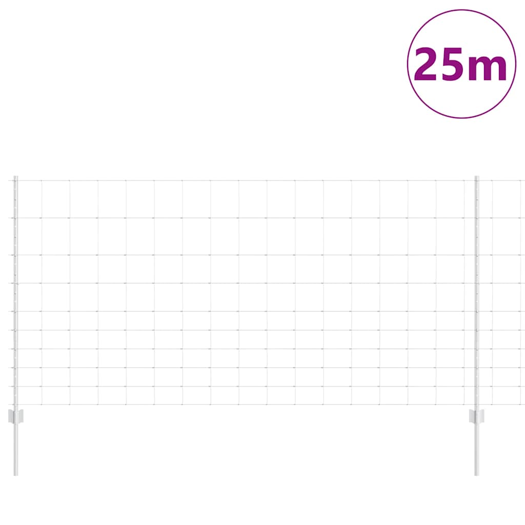 Vidaxl hek met paal zilver 1,2 x 25 m staal