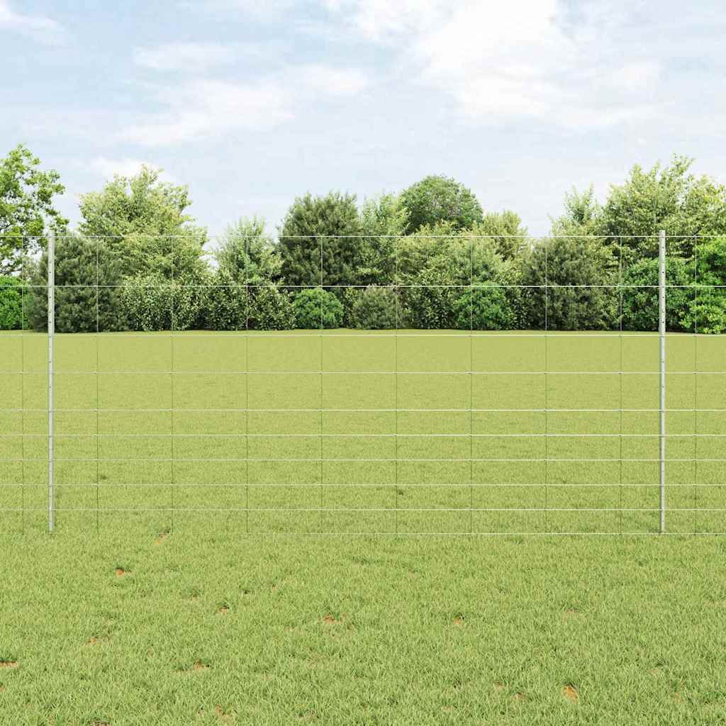 Vidaxl hek met paal zilver 1,2 x 25 m staal