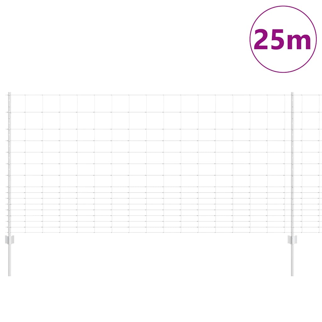 Vidaxl hek met paal zilver 1,2 x 25 m staal