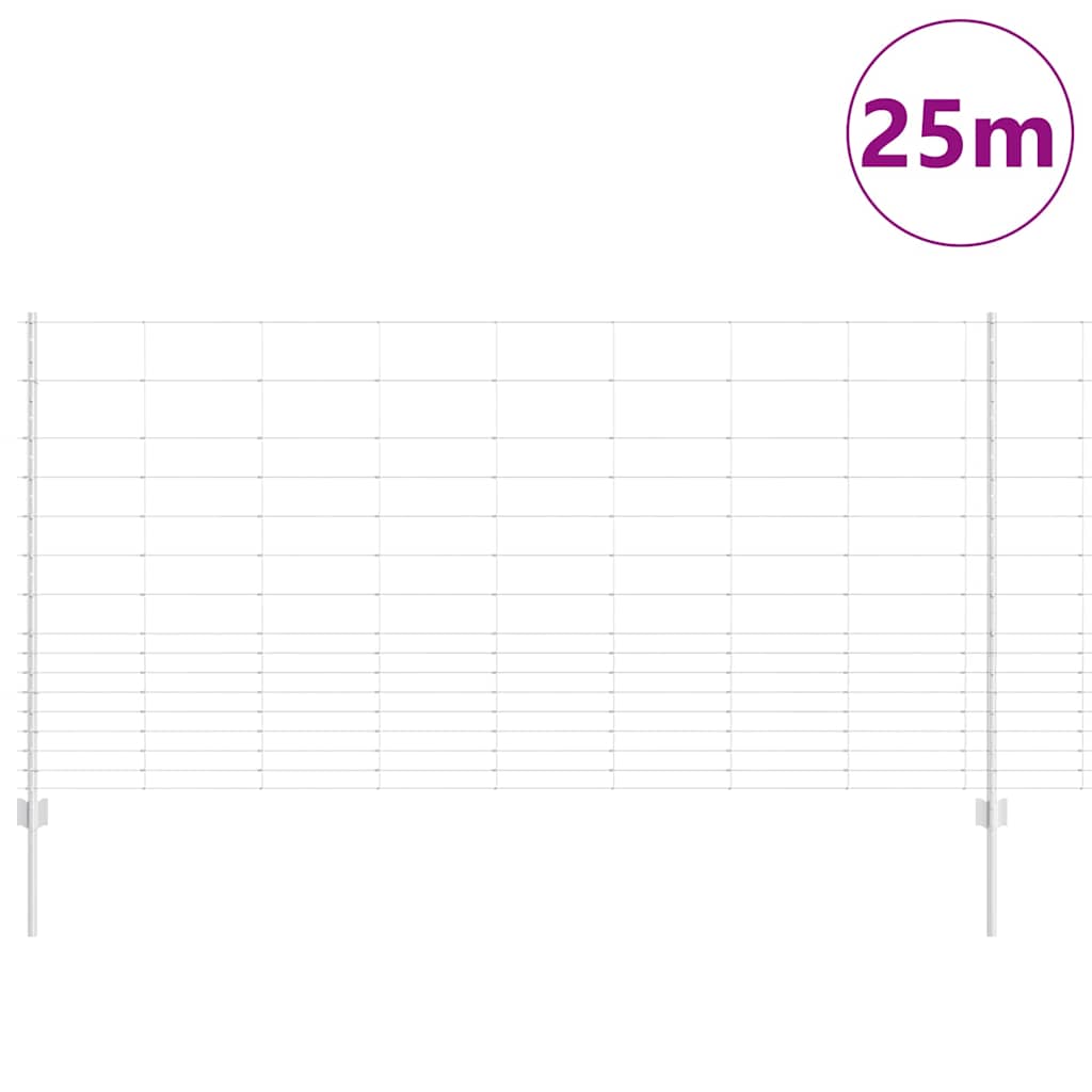 Vidaxl hek met paal zilver 1,2 x 25 m staal