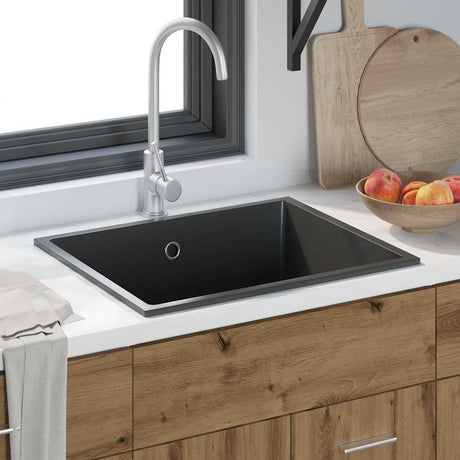Vidaxl keukenwasbak zwart 54 x 44 x 20 cm graniet
