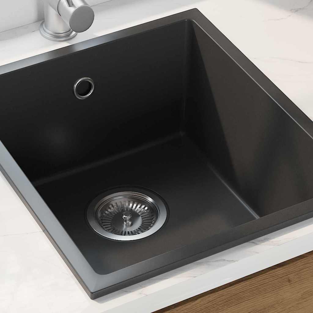 Vidaxl keukenwasbak zwart 38 x 44 x 20 cm graniet