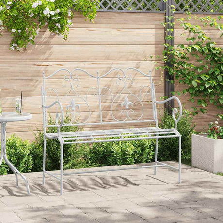 Vidaxl tuinbank 2 -seater 104 x 54 x 93 cm staal antiek wit