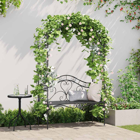 Vidaxl tuinbank zwart 121 x 48 x 200 cm staal