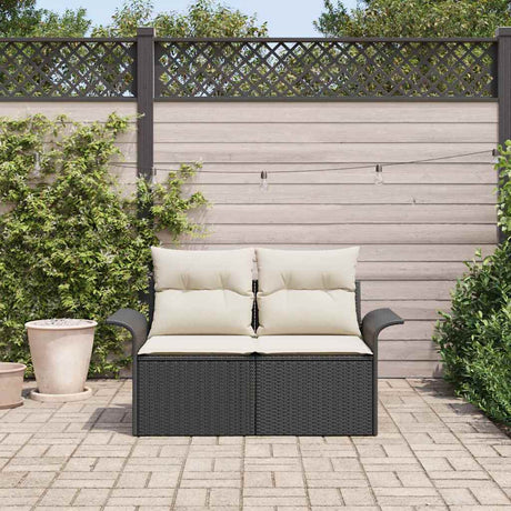 Vidaxl tuinbank met kussen zwart 141 x 62 x 69cm poly rattan
