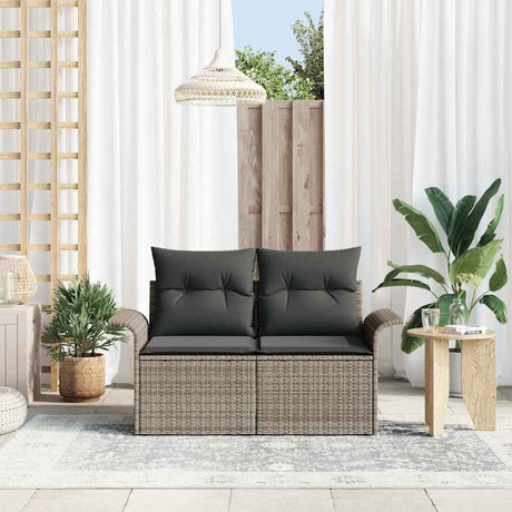 Vidaxl tuinbank met kussen grijs 141 x 62 x 69cm poly rattan