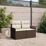 Vidaxl tuinbank met kussen bruin 141 x 62 x 69cm poly rattan