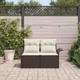 Vidaxl tuinbank met kussen bruin 141 x 62 x 69cm poly rattan