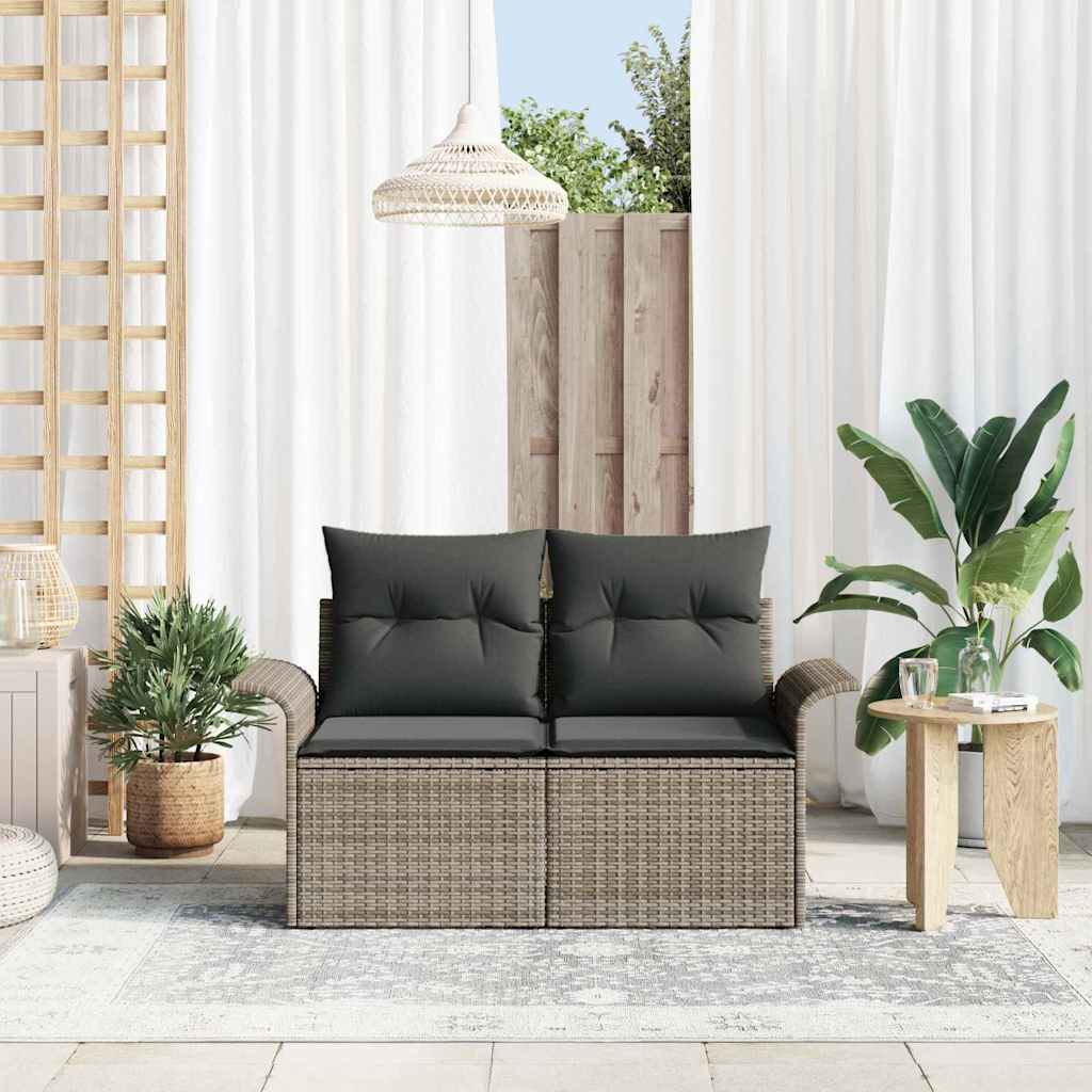 Vidaxl tuinbank met kussen grijs 141 x 62 x 69cm poly rattan