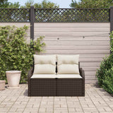 Vidaxl tuinbank met kussen bruin 121 x 62 x 69cm poly rattan