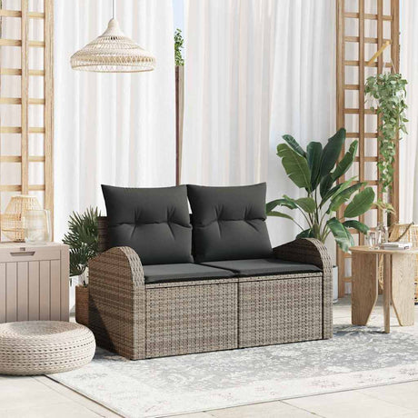 Vidaxl tuinbank met kussen grijs 124 x 62 x 69cm poly rattan