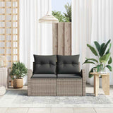 Vidaxl tuinbank met kussen grijs 124 x 62 x 69cm poly rattan