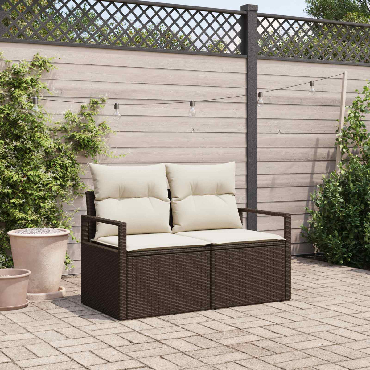 Vidaxl tuinbank met kussen 120 x 62 x 69 cm poly rattan