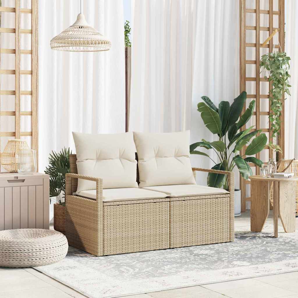 Vidaxl tuinbank met kussen met opslag 120 x 62 x 69 cm poly rattan