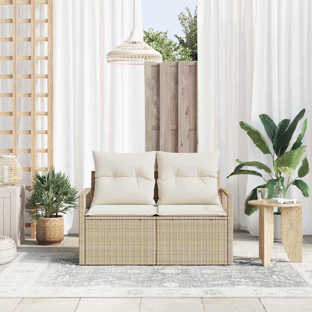 Vidaxl tuinbank met kussen met opslag 120 x 62 x 69 cm poly rattan