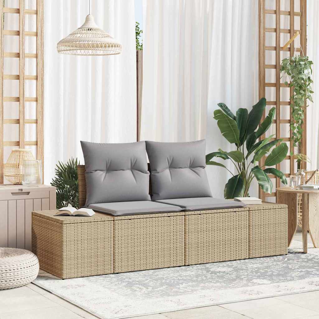 Vidaxl tuinbank met kussen beige 184 x 62 x 69 cm poly rattan