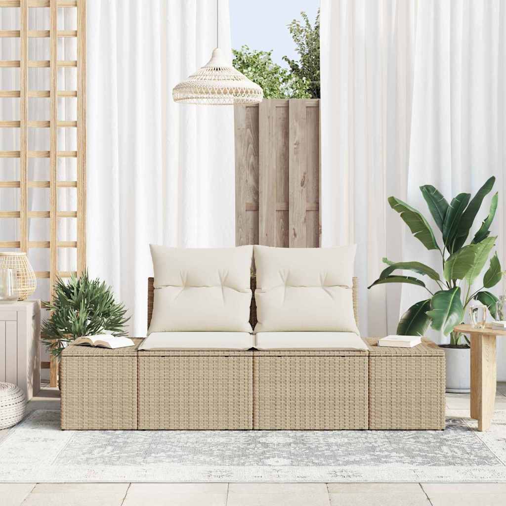 Vidaxl tuinbank met kussen beige 184 x 62 x 69 cm poly rattan