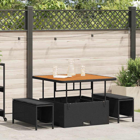 Vidaxl tuin eettafelset 3 st zwart poly rattan