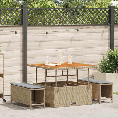 Vidaxl tuin eettafelset 3 st beige poly rattan