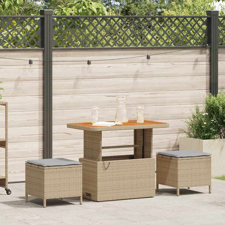 Vidaxl tuin eettafelset 3 st beige poly rattan