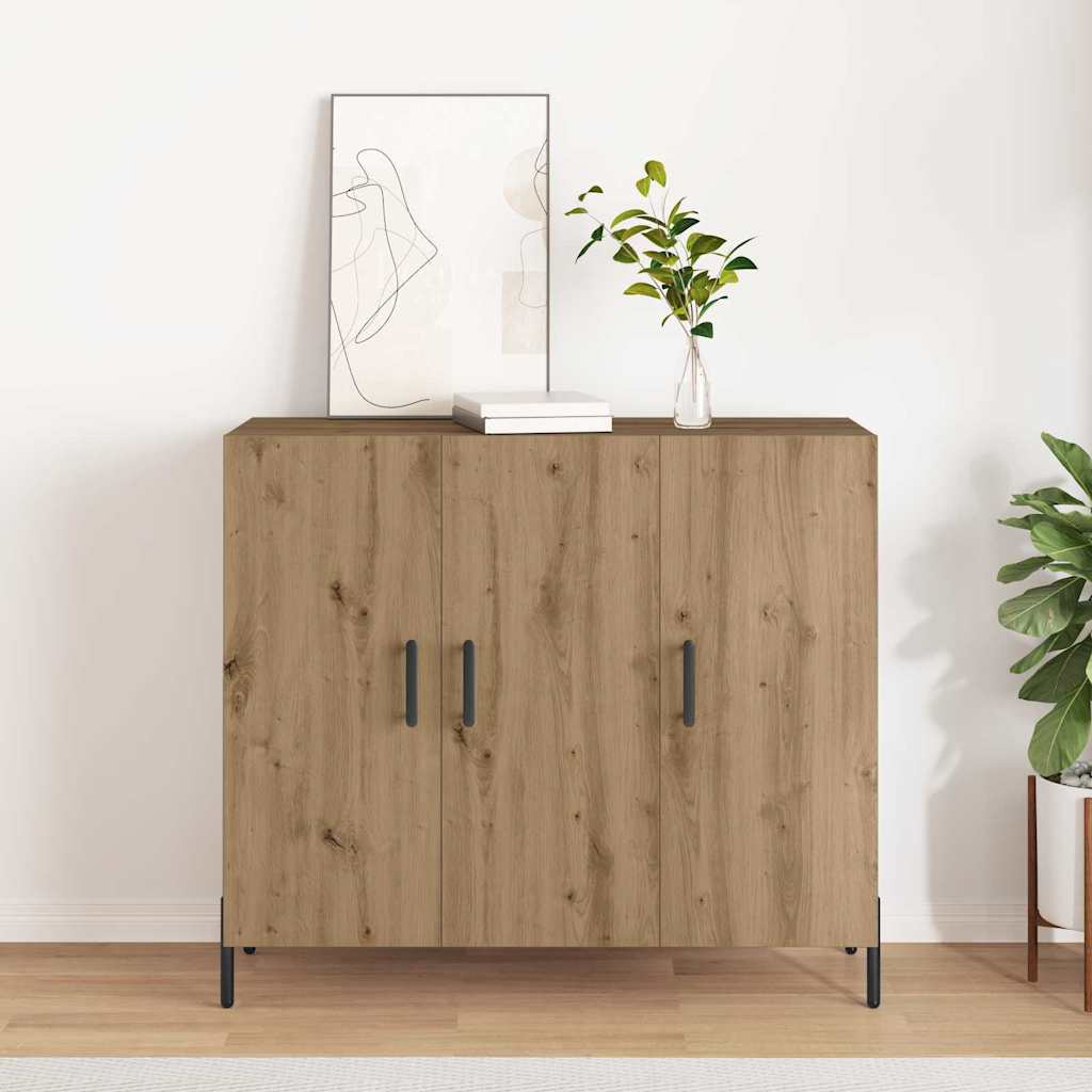 Vidaxl dressoir artisan eiken 90 x 34 x 80 cm bewerkt hout