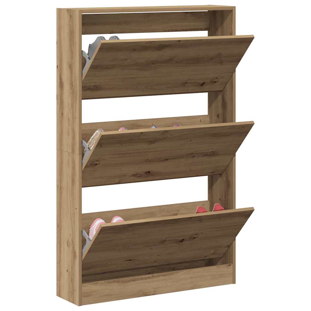 Vidaxl schoenenkast artisan eiken 80 x 21 x 125,5 cm bewerkt hout