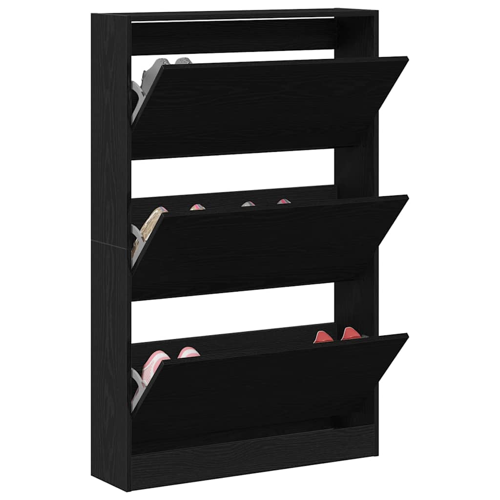 Vidaxl schoenenkast zwart eiken 80 x 21 x 125,5 cm bewerkt hout