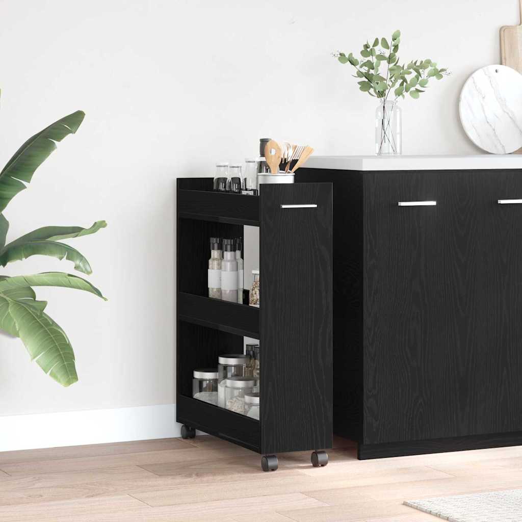 Vidaxl kast met wiel zwart eiken 60 x 22 x 79 cm