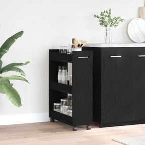 Vidaxl kast met wiel zwart eiken 60 x 22 x 79 cm