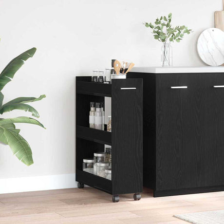 Vidaxl kast met wiel zwart eiken 60 x 22 x 79 cm