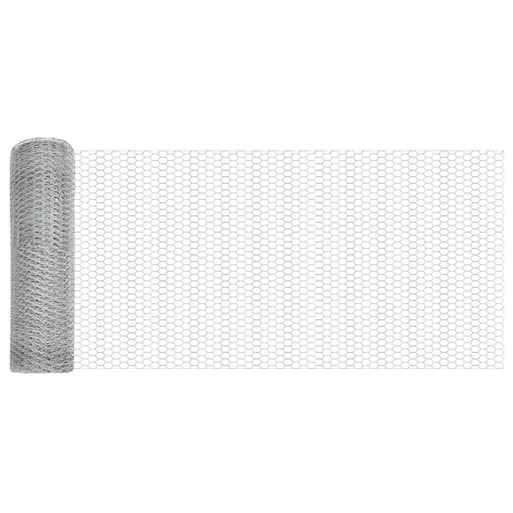 Vidaxl hexagon hek zilver 0,6 x 10 m gegalvaniseerd staal