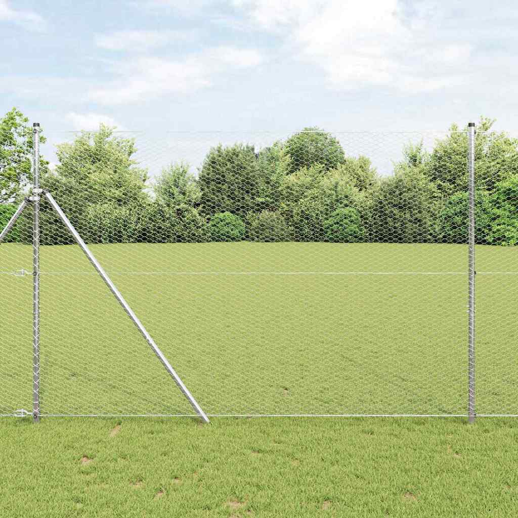 Vidaxl hexagon hek zilver 1,5 x 10 m gegalvaniseerd staal