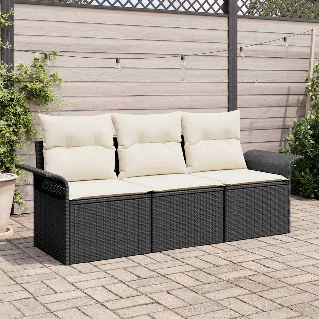 Vidaxl bankstel 3 st 3-aantal zitplaatsen zwart poly rattan