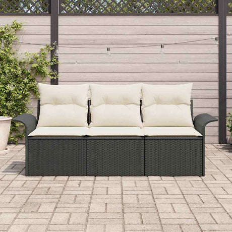 Vidaxl bankstel 3 st 3-aantal zitplaatsen zwart poly rattan