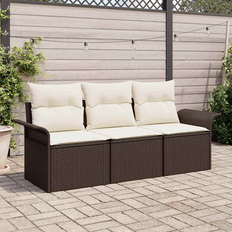Vidaxl bankstel 3 st 3-aantal zitplaatsen bruin en crème poly rattan